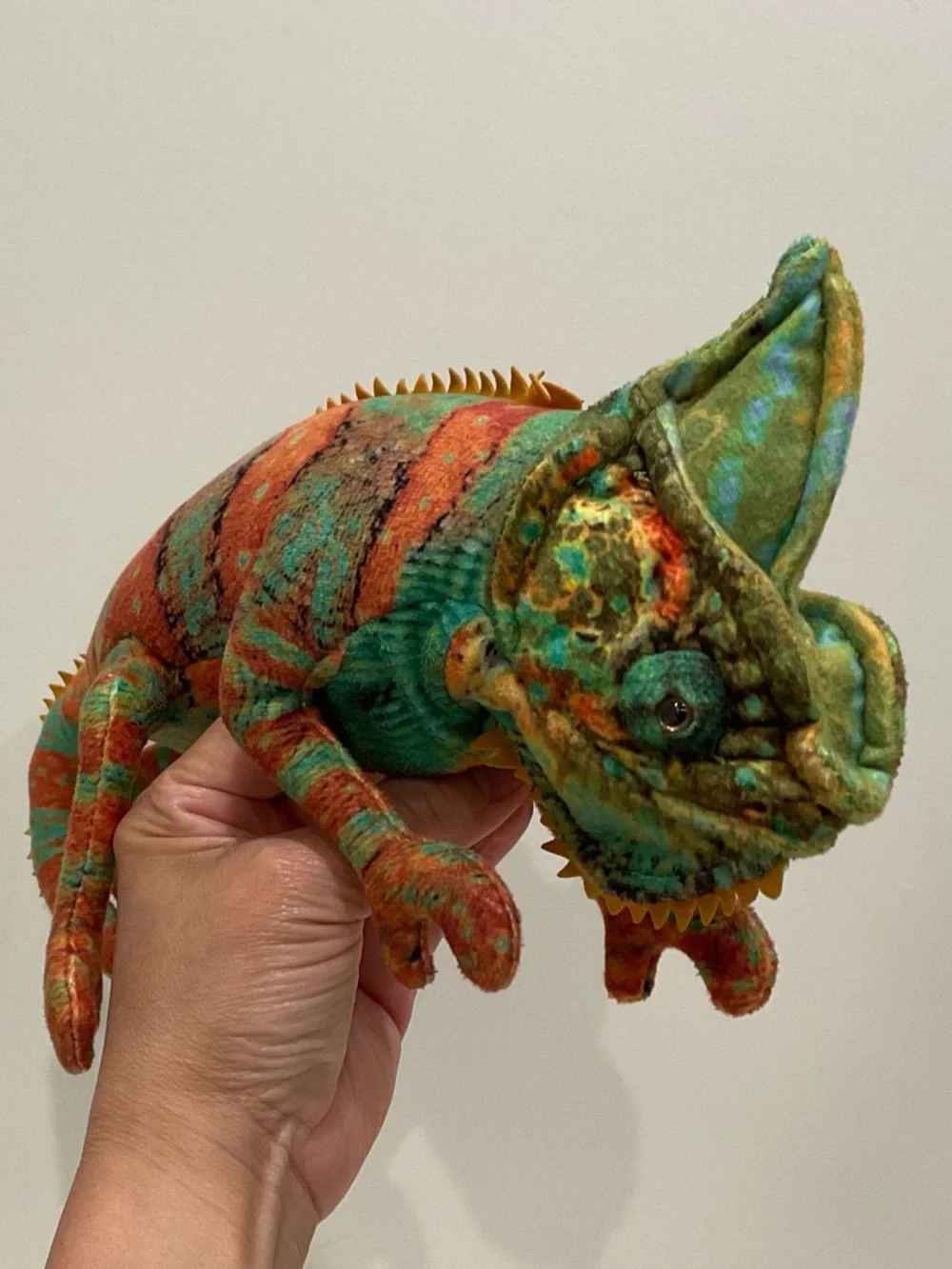Multicolor Green & Orange Chameleon Plush for Small Pets